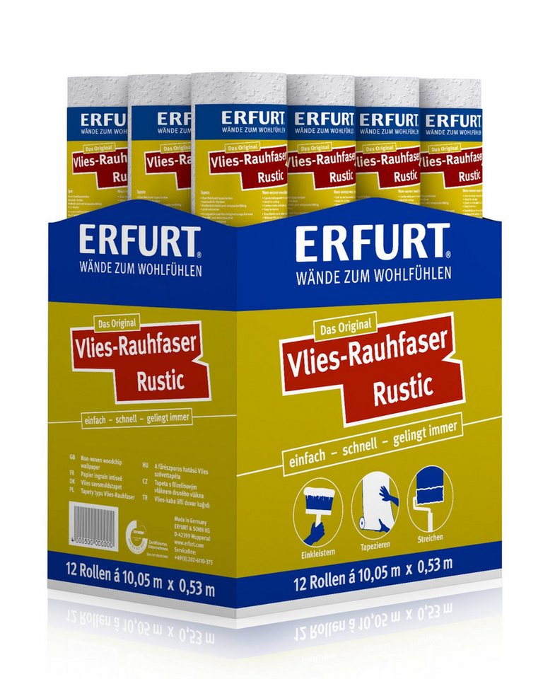 ERFURT Vliestapete Rauhfaser RUSTIC, 10,05 m x 0,53 m - 12 Rollen von ERFURT