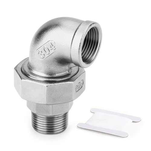 ERGAOBOY 1 PCS 304 Edelstahl 90 Grad Ellenbogen Verschraubung, 1/2" BSP Innengewinde x 1/2" BSP Außengewinde Rohrverschraubung für Wasser/Öl/Gas von ERGAOBOY
