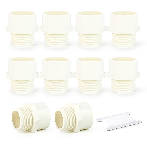 ERGAOBOY 10 Stück 1-1/2" BSP-Außengewinde auf 50MM Weißes PVC-Verbindungsstück, PVC-Rohrverschraubungen von ERGAOBOY