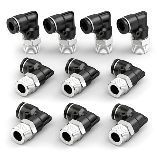 ERGAOBOY 10 Stück 10MM Rohr OD x 1/4" BSP Gewinde 90 Grad männlich Ellenbogen Push zu verbinden Armaturen, Schwarz Air Fittings Pneumatische Push-Schnellverschluss-Verbinder ERGAOBOY 10 Stück 10MM Rohr OD x 1/4" BSP Gewinde 90 Grad männlich Ellenbogen Push zu verbinden Armaturen, Schwarz Air Fittings Pneumatische Push-Schnellverschluss-Verbinder von ERGAOBOY
