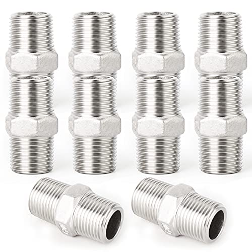 ERGAOBOY 10 Stück 304 Edelstahl Sechskantnippel, 3/4" Außengewinde auf 3/4" Außengewinde BSP Rohrfittings von ERGAOBOY