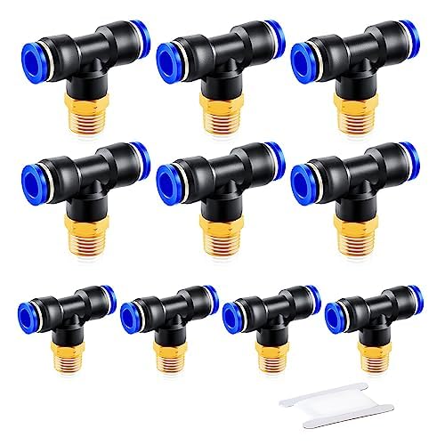 ERGAOBOY 10 Stück 8 mm Rohr OD x 1/8 Zoll BSP-Abzweig-T-Stück mit Druckanschluss, pneumatische Anschlussarmaturen ERGAOBOY 10 Stück 8 mm Rohr OD x 1/8 Zoll BSP-Abzweig-T-Stück mit Druckanschluss, pneumatische Anschlussarmaturen von ERGAOBOY
