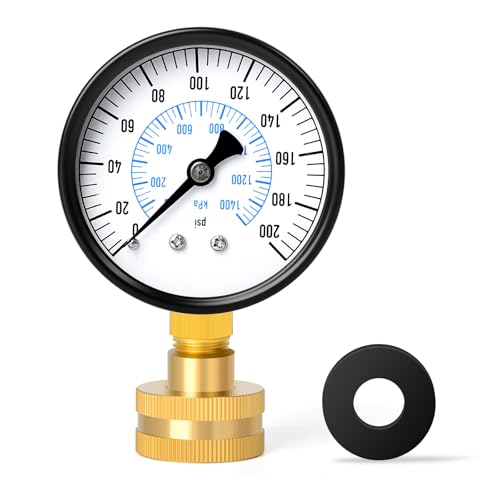 ERGAOBOY 14 Bar (0-1400 Kpa) Wasserdruckmessgerät, 2,5" Zifferblatt, 304 Edelstahlgehäuse für 3/4" BSP Hauswasserdruckprüfung von ERGAOBOY