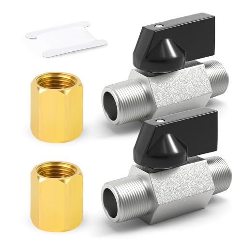 ERGAOBOY 2 Pcs 3/8" männlich x 3/8" männlich Heavy Duty vernickelt Kupfer Kugelhahn Shut Off Schalter mit weiblichen Messing Kupplung Stecker von ERGAOBOY