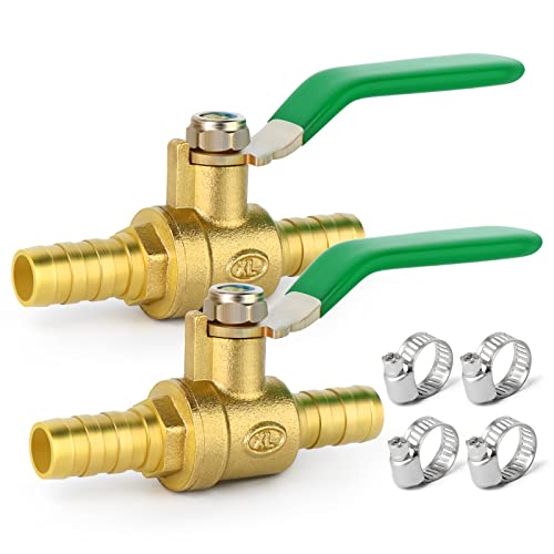 ERGAOBOY 2 STK 10mm 2 Wege Absperrkugelhahn, gerader Schlauchtülle, 10mm Schlauchtülle Schalter Messingkugelhahn mit 4 Klemmen ERGAOBOY 2 STK 10mm 2 Wege Absperrkugelhahn, gerader Schlauchtülle, 10mm Schlauchtülle Schalter Messingkugelhahn mit 4 Klemmen von ERGAOBOY