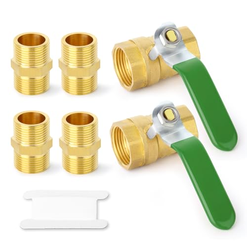 ERGAOBOY 2 Stk 1/2" BSP Buchse auf Buchse Messing Kugelhahn mit 4 Stk 1/2" Stecker auf Stecker, passend für Rohrverbindungsanschluss ERGAOBOY 2 Stk 1/2" BSP Buchse auf Buchse Messing Kugelhahn mit 4 Stk 1/2" Stecker auf Stecker, passend für Rohrverbindungsanschluss von ERGAOBOY