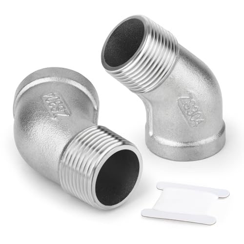 ERGAOBOY 2 Stück 1/2" BSP-Innengewinde auf 1/2" Außengewinde, 304 Edelstahl 45-Grad-Verschraubung von ERGAOBOY