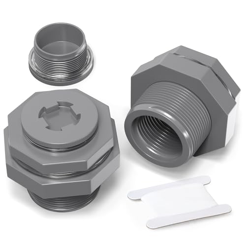 ERGAOBOY 2 Stück 1/2" BSP PVC Schottfitting, schwarzer Wassertank Anschluss Adapter Fitting mit Stopfen & Dichtung für Regentonnen, Aquarien, Teiche ERGAOBOY 2 Stück 1/2" BSP PVC Schottfitting, schwarzer Wassertank Anschluss Adapter Fitting mit Stopfen & Dichtung für Regentonnen, Aquarien, Teiche von ERGAOBOY
