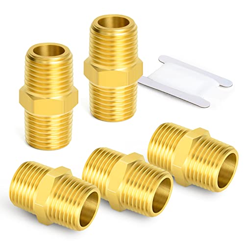 ERGAOBOY 2 Stück 1/2" x 1/2" Messing BSP Außensechskant Nippelverschraubung, gerader Stecker auf Stecker von ERGAOBOY