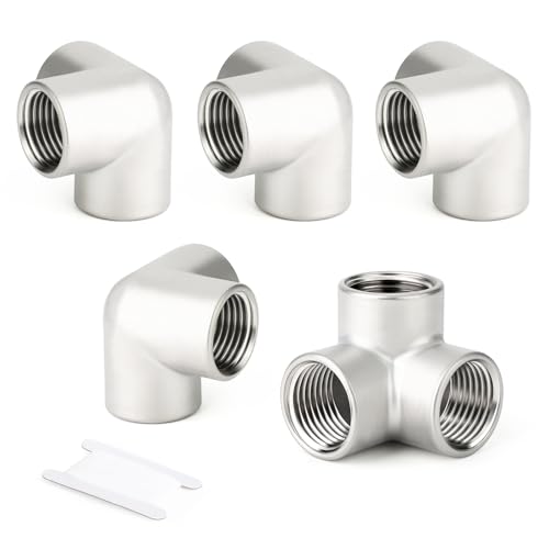 ERGAOBOY 2 Stück 1/4" BSP Innengewinde 304 Edelstahl 3 Wege Winkel T Stück Eck Rohrverbinder Fittings von ERGAOBOY