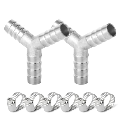 ERGAOBOY 2 Stück 16mm Schlauchtülle Verschraubungen, 304 Edelstahl 3 Wege Y Form Gelenk Spleißer Patcher Verschraubung für Kraftstoff/LUFT/Lquid/Gas ERGAOBOY 2 Stück 16mm Schlauchtülle Verschraubungen, 304 Edelstahl 3 Wege Y Form Gelenk Spleißer Patcher Verschraubung für Kraftstoff/LUFT/Lquid/Gas von ERGAOBOY