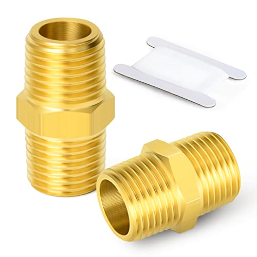 ERGAOBOY 2 Stück 3/4" x 3/4" Messing BSP Außensechskant Nippelverschraubung, gerader Stecker auf Stecker von ERGAOBOY
