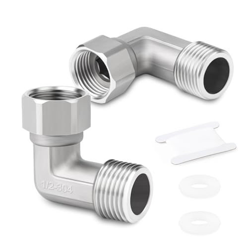 ERGAOBOY 2 Stück 304 Edelstahl 90 Grad Winkel 2 Enden Flexible bewegliche Verbinder, 1/2" Weibliche Rohrverschraubungen für Sprayer, abgewinkeltes Ventil, Duscharm ERGAOBOY 2 Stück 304 Edelstahl 90 Grad Winkel 2 Enden Flexible bewegliche Verbinder, 1/2" Weibliche Rohrverschraubungen für Sprayer, abgewinkeltes Ventil, Duscharm von ERGAOBOY