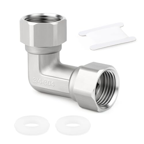 ERGAOBOY 2 Stück 304 Edelstahl 90 Grad Winkel 2 Enden Flexible bewegliche Verbindung, 3/4" Weibliche Rohrverschraubungen für Sprayer, Winkelventil, Duscharm ERGAOBOY 2 Stück 304 Edelstahl 90 Grad Winkel 2 Enden Flexible bewegliche Verbindung, 3/4" Weibliche Rohrverschraubungen für Sprayer, Winkelventil, Duscharm von ERGAOBOY