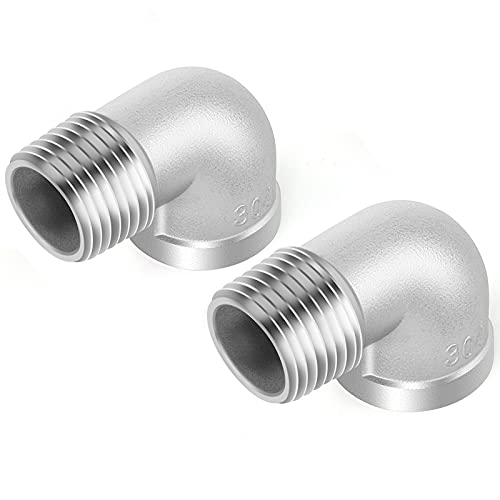 ERGAOBOY 2 Stück 304 Edelstahl 90 Grad Winkelverbinder, 1" Außengewinde auf 1" Innengewinde BSP Rohrfittings von ERGAOBOY