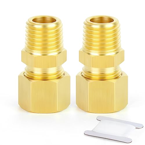 ERGAOBOY 2 Stück 8mm OD x 3/8" BSP Gewinde Messing Kompression Rohrverschraubung, Heay Duty Messing Kompression Fitting von ERGAOBOY