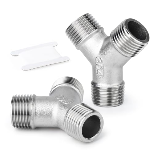 ERGAOBOY 2 Stück Edelstahl 304 1/2" BSP Außengewinde Y förmig 3 Wege für Wasser/Öl/Gas von ERGAOBOY