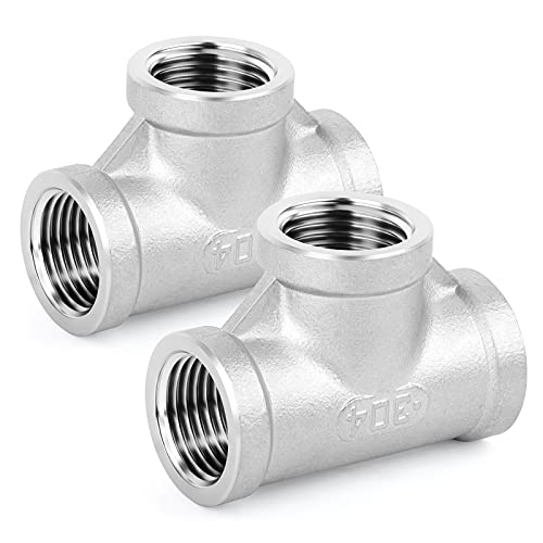 ERGAOBOY 2 Stück Edelstahl T Rohrfittings, 1/2" x 1/2" x 1/2" BSP Rohrfittings mit Innengewinde von ERGAOBOY