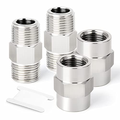 ERGAOBOY 4 Stück 3/8" x 3/8" BSP SUS 304 Schmiederohrverschraubung, 3/8" Außengewinderohr & Innengewinderohr von ERGAOBOY