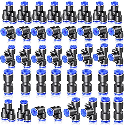 ERGAOBOY 40 Stück 8mm AD Push to Connect Fitting Kits, 10 Geraden 10 Winkelstücke 10 T Stücke 10 Splitter von ERGAOBOY
