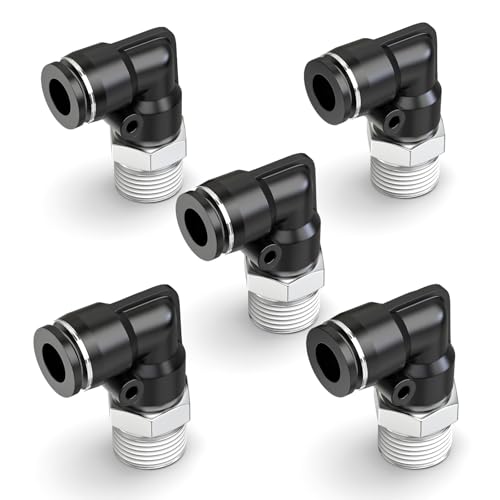 ERGAOBOY 5 Stück 12MM Rohr OD x 1/4" BSP Gewinde 90 Grad männlich Ellenbogen Push zu verbinden Armaturen, Schwarz Air Fittings Pneumatische Push-Schnellverschluss-Verbinder ERGAOBOY 5 Stück 12MM Rohr OD x 1/4" BSP Gewinde 90 Grad männlich Ellenbogen Push zu verbinden Armaturen, Schwarz Air Fittings Pneumatische Push-Schnellverschluss-Verbinder von ERGAOBOY
