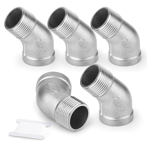 ERGAOBOY 5 Stück 3/4" BSP Innengewinde auf 3/4" Außengewinde 304 Edelstahl 45 Grad Rohrverbinder für Rohrverbindungen ERGAOBOY 5 Stück 3/4" BSP Innengewinde auf 3/4" Außengewinde 304 Edelstahl 45 Grad Rohrverbinder für Rohrverbindungen von ERGAOBOY