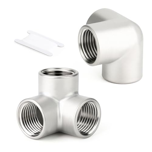 ERGAOBOY 5 Stück 3/8" BSP Innengewinde 304 Edelstahl 3 Wege Winkel T Stück Eck Rohrverbinder Fittings von ERGAOBOY