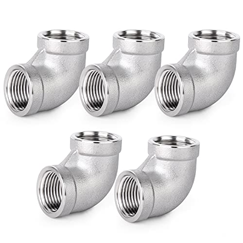 ERGAOBOY 5 Stück 304 Edelstahl 90 Grad Winkelverbinder, 1/2 "x 1/2" BSP Rohrfittings mit Innengewinde von ERGAOBOY