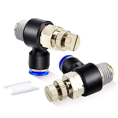 ERGAOBOY 5 Stück 8MM Schlauch OD x 1/4" BSP Male Elbow 90 Grad Push to Connect Air Flow Control Valve Pneumatic Connector Fittings von ERGAOBOY