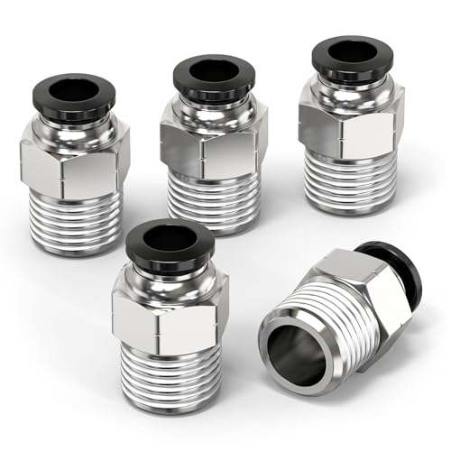 ERGAOBOY 5 Stück Außengewinde gerade 12MM Rohr OD x 1/2" BSP Gewinde Push to Connect Armaturen, Air Push Connect Werkzeug Pneumatische Schlauch Armaturen von ERGAOBOY