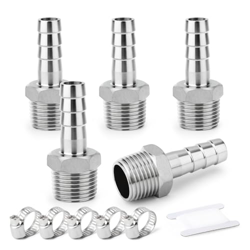ERGAOBOY 5 Stück Schlauch Armaturen, 32 MM Barb auf 1 BSP Außengewinde BSP Armaturen, 304 Edelstahl Kompressionsverschraubungen für Wasser, Industrie ERGAOBOY 5 Stück Schlauch Armaturen, 32 MM Barb auf 1 BSP Außengewinde BSP Armaturen, 304 Edelstahl Kompressionsverschraubungen für Wasser, Industrie von ERGAOBOY