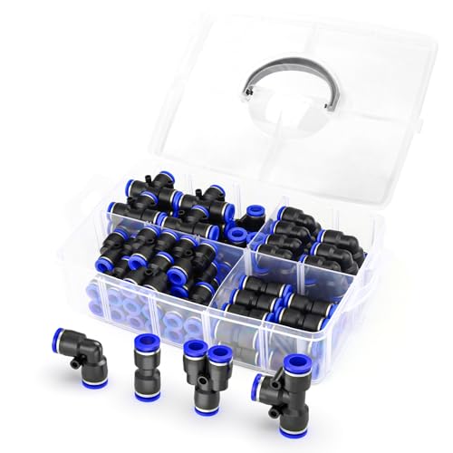 ERGAOBOY 60 Stück Blau 10MM Rohr OD Push to Connect Fittings Pneumatische Schnellverschluss-Verbinder Kit Push Lock, Teiler+ Winkel+ T- Stück+ Gerade ERGAOBOY 60 Stück Blau 10MM Rohr OD Push to Connect Fittings Pneumatische Schnellverschluss-Verbinder Kit Push Lock, Teiler+ Winkel+ T- Stück+ Gerade von ERGAOBOY