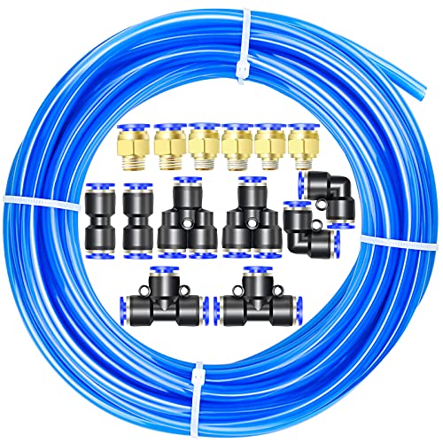 ERGAOBOY Blau 10M Polyurethan PU Luftschlauch Rohr Kit, 4 mm Außendurchmesser x 2,5 mm Innendurchmesser mit 14 Anschlusssätzen von ERGAOBOY