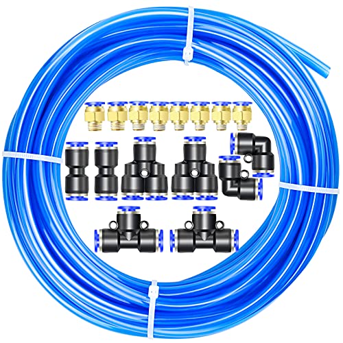 ERGAOBOY Blau 10M Polyurethan PU Luftschlauch Rohr Kit, 8 mm Außendurchmesser x 5 mm Innendurchmesser mit 16 Anschlusssätzen von ERGAOBOY