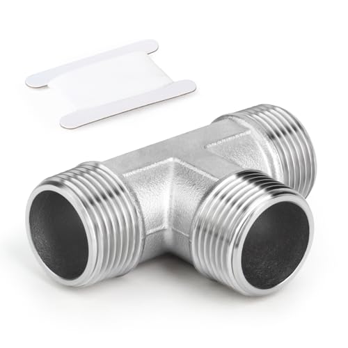 ERGAOBOY 1 Stück Edelstahl 304 1" BSP Außengewinde T förmig 3 Wege für Wasser/Öl/Gas von ERGAOBOY