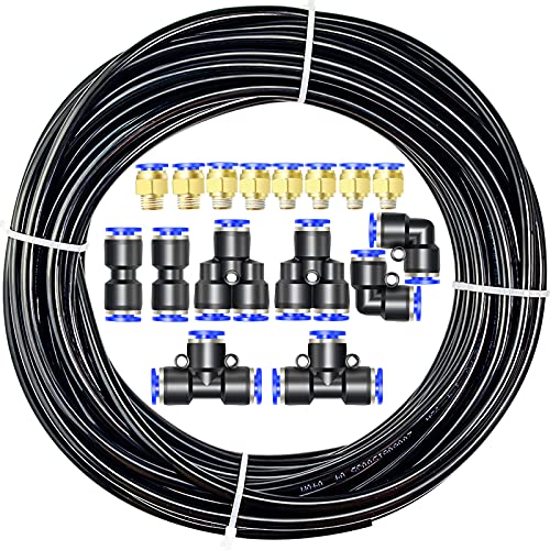 ERGAOBOY Schwarz 10M Polyurethan PU Luftschlauch Rohr Kit, 6 mm Außendurchmesser x 4 mm Innendurchmesser mit 16 Anschlusssätzen von ERGAOBOY