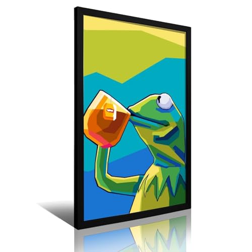 ERGDHbd Kermit Meme Wpap Pop Art Lustiges Poster auf Leinwand, Wandkunst, Gemälde, Büro, Zuhause, Wanddekoration, Geschenk, 40 x 60 cm von ERGDHbd