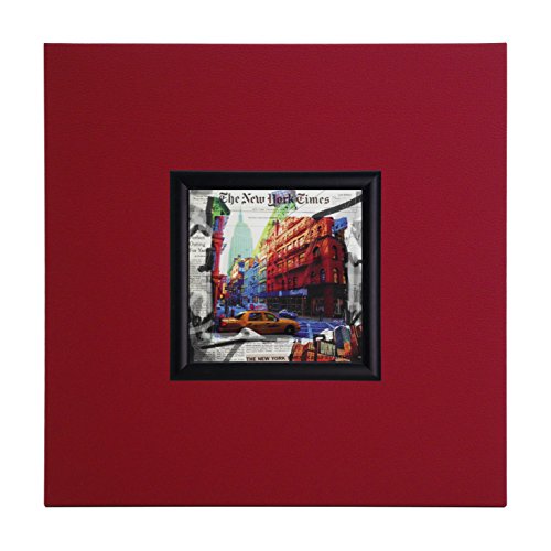 Mini Kunstdruck auf Papier (Poster) "New York Taxi", mit Rahmen aus Holz und rotem Eco-Leder, ohne Glas, 40x40x1.5 cm, ErgoPaul, IGP4332-E1-80CR10-40x40x1.5 von ERGO-PAUL