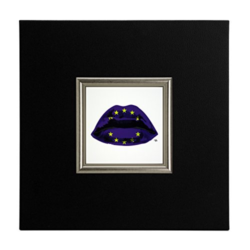 Mini Kunstdruck auf Papier (Poster) "Euro Kuss", mit Rahmen aus Holz und schwarzem Eco-Leder, ohne Glas, 40x40x1.5 cm, ErgoPaul, IGP5840-E1-80CZ6-40x40x1.5 von ERGO-PAUL