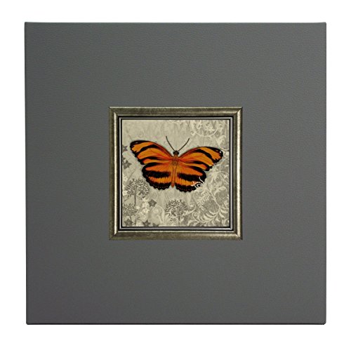 Mini Kunstdruck auf Papier (Poster) "Oranger Schmetterling I", mit Rahmen aus Holz und grauem Eco-Leder, ohne Glas, 40x40x1.5 cm, ErgoPaul, IGP5456-E1-80SZ2-40x40x1.5 von ERGO-PAUL