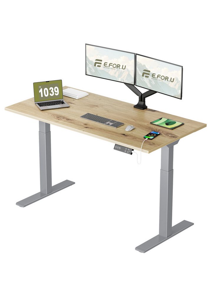 ERGOFINO Schreibtisch DT20LT höhenverstellbarer Schreibtisch (160x80 cm, 2 Motoren, höhenverstellbarer schreibtisch gestell), 4-Memory-Steuerung (Schwarz), mit Tischplatte von ERGOFINO