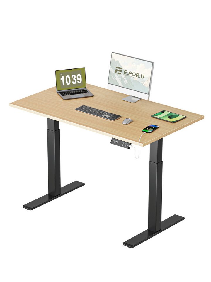 ERGOFINO Schreibtisch DT20LT höhenverstellbarer Schreibtisch (140x80 cm, 2 Motoren, höhenverstellbarer schreibtisch gestell), 3-Memory-Steuerung & USB-C-Stecker, mit Tischplatte von ERGOFINO