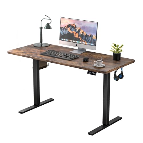 ERGOMAKER Höhenverstellbarer Schreibtisch 140x60cm,Schreibtisch Höhenverstellbar Elektrisch mit Memory-Funktion,Ergonomischer Tisch Höhenverstellbar,Braun von ERGOMAKER