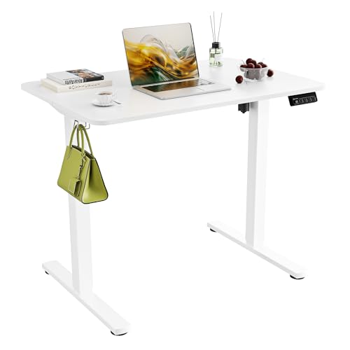ERGOMAKER Höhenverstellbarer Schreibtisch 90x60cm (35.4"x23.6"),Schreibtisch Höhenverstellbar Elektrisch mit Spleißplatte,Ergonomischer Stehschreibtisch für Büro Weiße von ERGOMAKER