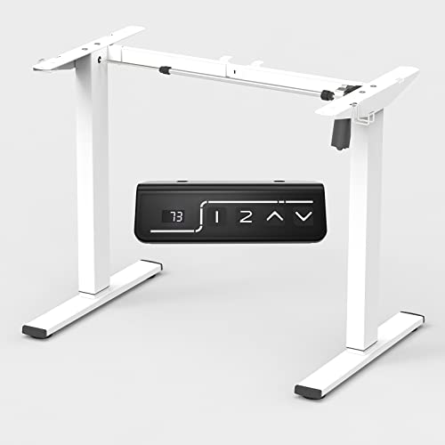 ERGOMAKER Schreibtisch Gestell Elektrisch Höhenverstellbar mit Memory-Funktion und Soft-Start/Stop, 2-Fach-Teleskop (Weiß) von ERGOMAKER