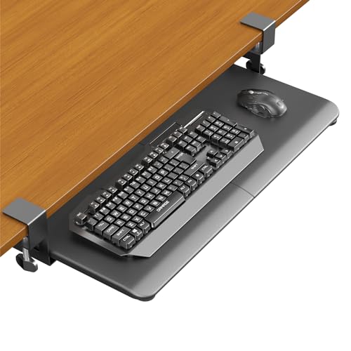 ERGOMAKER Tastaturablage, Computer-Tastaturständer unter dem Schreibtisch mit C-Klemmhalterung, ergonomische Tastaturablage zum Tippen, Büro und Zuhause (Schwarz) von ERGOMAKER
