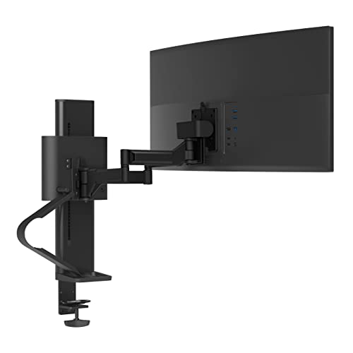 ERGOTRON TRACE Monitorhalterung in Schwarz - Monitor Tischhalterung mit patentierter CF-Technologie für Bildschirme bis 38 Zoll, 27.9cm Höhenverstellung, VESA Standard und 15 Jahre Garantie von Ergotron