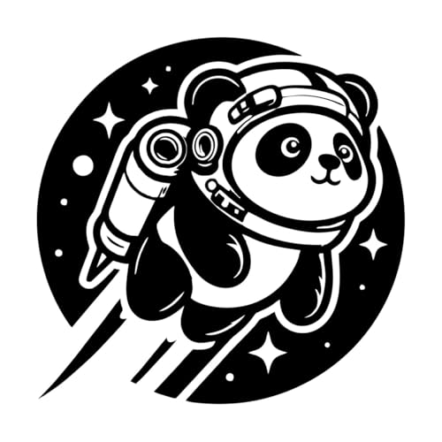 Aufkleber, Motiv: Pandabär, Astronaut im Raumanzug, feine Schnitzerei, 54,6 x 54,7 cm, selbstklebend, Schwarz von ERGOU
