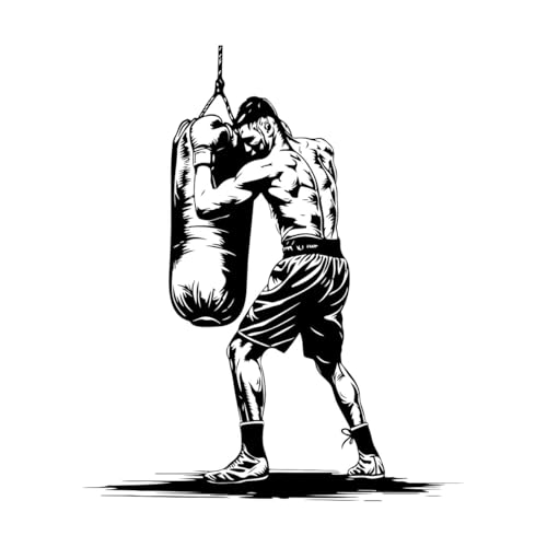 Boxer Action Stanzbilder, Wandaufkleber, 65,6 x 78,2 cm, wird nicht abfallen, Schwarz von ERGOU