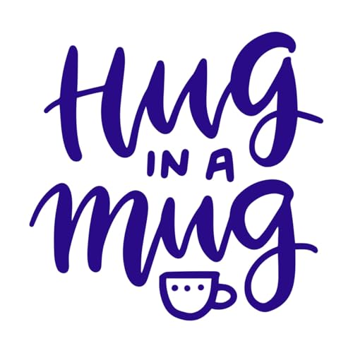 Hug in Cup Coffee Abstraktes Zitat, feine Schnitzerei-Aufkleber, 67,2 x 68,3 cm, Karosserie-Dekoration, Dunkelblau von ERGOU